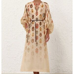 knee length dresses for ladies Zimmermann Women's Wylie Shell Long Sleeve Crochet Cover-Up Dress - Gray main image 0